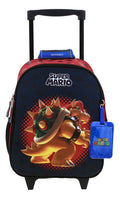Mochila Chica Con Ruedas Chenson Mario Bros Bowie Negro