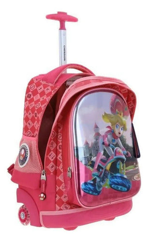Mochila Chenson Con Ruedas Princesa Peach Mario Bros  Peam Azul Peam