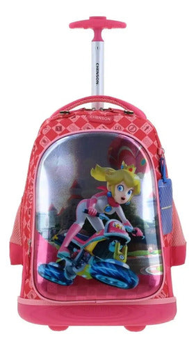 Mochila Chenson Con Ruedas Princesa Peach Mario Bros  Peam Azul Peam