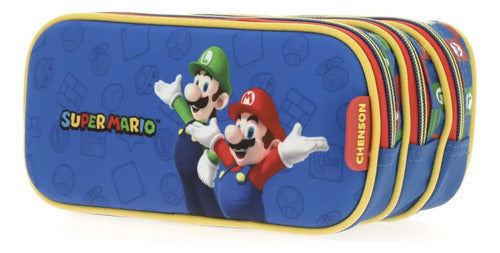 Lapicera Estuche Chenson Luigi Mario Bros Práctica Escolar Multicolor Estampado