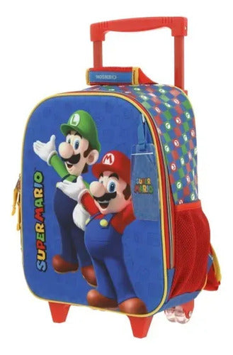 Mochila Chenson Ruedas Mediana Escolar Mario Bros Armin Azul Mb65970-9