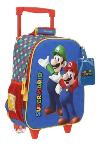 Mochila Chenson Ruedas Mediana Escolar Mario Bros Armin Azul Mb65970-9