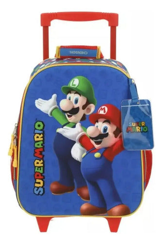 Mochila Chenson Ruedas Mediana Escolar Mario Bros Armin Azul Mb65970-9