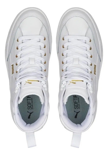 Tenis Puma Tipo Bota  Karmen Mid Moda Urbana Blanco Lisa 22.5 Mx