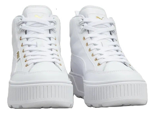 Tenis Puma Tipo Bota  Karmen Mid Moda Urbana Blanco Lisa 22.5 Mx
