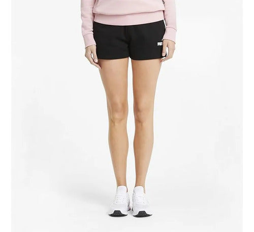 Short Puma Ess 4 Swea Dama Tejido Suave Y Cómodo Negro Lisa Xs