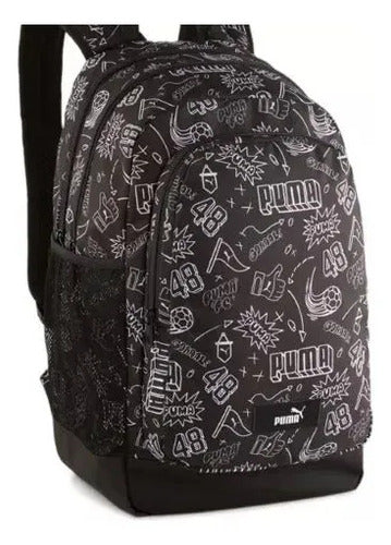 Mochila Puma Academy Backpack Unisex Print Casual Escolar Negro/estampado Lisa