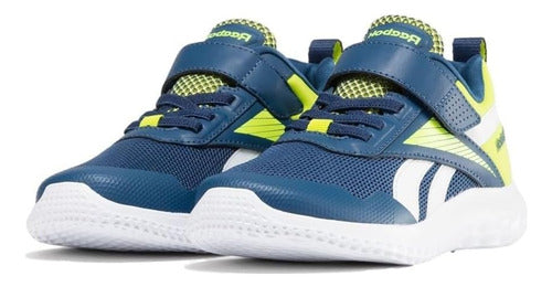 Tenis Reebok Rush Runner 5 Alt Niños 100074568 Súper Confort Azul Marino/ Limón Lisa 18 Mx