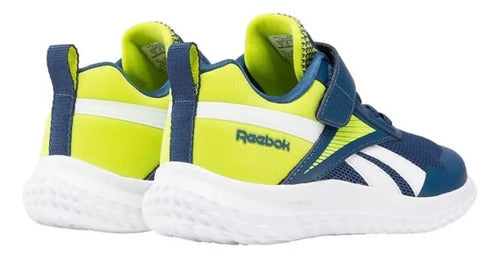 Tenis Reebok Rush Runner 5 Alt Niños 100074568 Súper Confort Azul Marino/ Limón Lisa 18 Mx