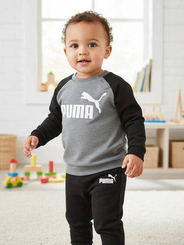 Conjunto Puma Minicats Ess Raglan Jogger Infantil 84614351 Negro/gris Lisa 2
