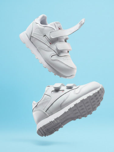 Tenis Reebok Classic Leather 2v Kids Unisex 100010355 Confortable Ajustable Blanco Lisa 10 Mx