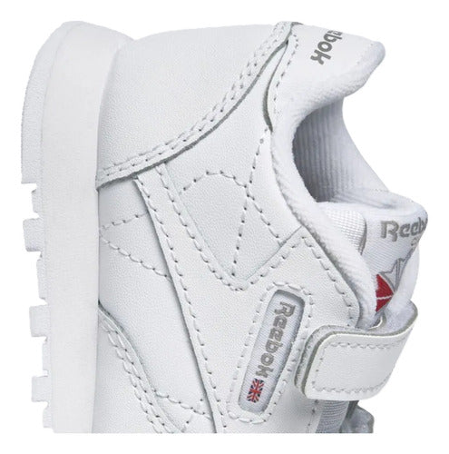 Tenis Reebok Classic Leather 2v Kids Unisex 100010355 Confortable Ajustable Blanco Lisa 14 Mx