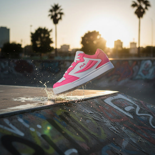 Tenis Fila Viskato Kids 3fm01886154 Casual Moda Original Blanco/rosa Lisa 17 Mx