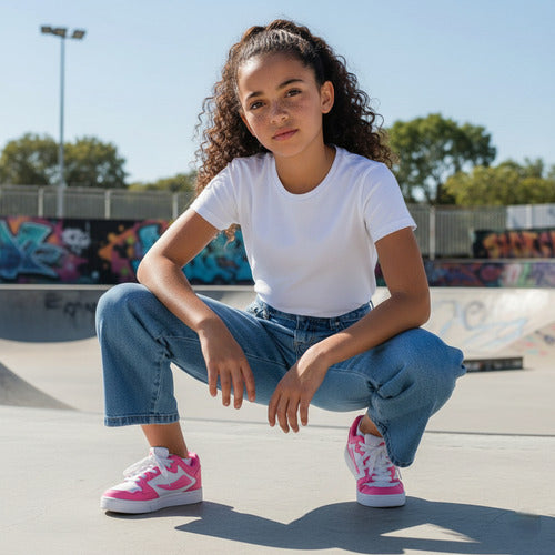 Tenis Fila Viskato Kids 3fm01886154 Casual Moda Original Blanco/rosa Lisa 17 Mx