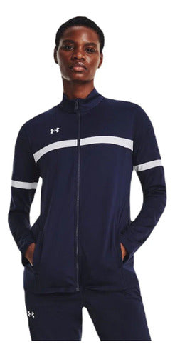 Chaqueta Under Armour Team Knit Wup Fz Dama 1376887410 Orig Xl Azul Oscuro Lisa