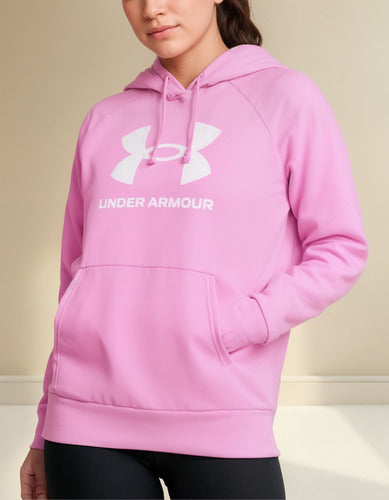 Sudadera Under Armour Rival Fleece Big Logo Dama 1379501638 Xl Rosa Oscuro Lisa