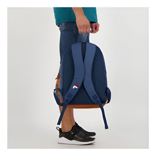 Mochila Fila Backpack Suede Unisex F23l0682913 Original Azul Marino Liso