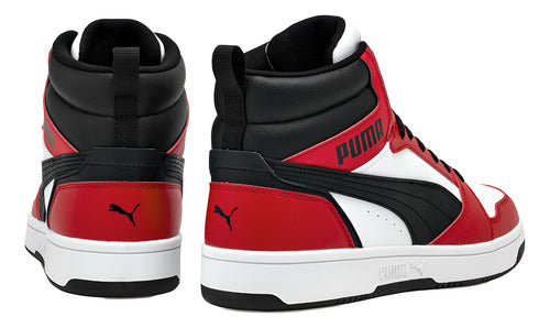 Tenis Tipo Bota Rebound V6 Mid Jr Rojo Cómodo Original Rojo Con Blanco/negro Lisa 25 Mx