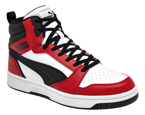 Tenis Tipo Bota Rebound V6 Mid Jr Rojo Cómodo Original Rojo Con Blanco/negro Lisa 25 Mx