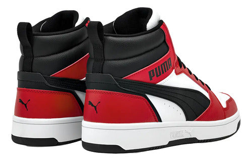 Tenis Tipo Bota Rebound V6 Mid Jr Rojo Cómodo Original Rojo Con Blanco/negro Lisa 25 Mx