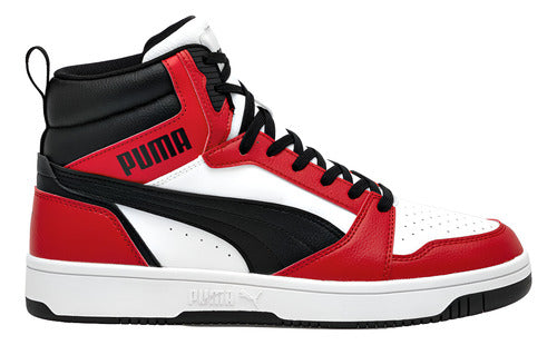 Tenis Tipo Bota Rebound V6 Mid Jr Rojo Cómodo Original Rojo Con Blanco/negro Lisa 25 Mx