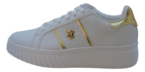 Tenis Polo Casual F114dbcodorado Comodo Original Moda Blanco Lisa 23.5 Mx