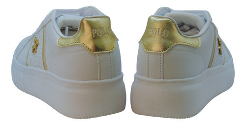 Tenis Polo Casual F114dbcodorado Comodo Original Moda Blanco Lisa 23.5 Mx