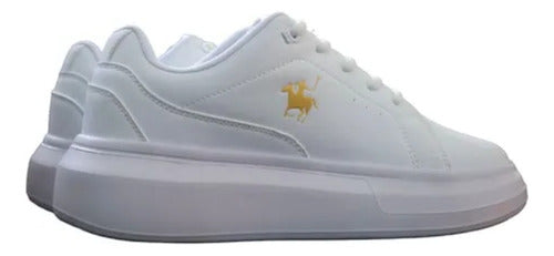 Tenis Polo Club L11120 Casual Plataforma Original Moda Blanco Lisa 24.5 Mx