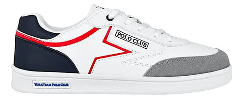 Tenis Polo Club York Team Hom007bco Comodo Original Moda Blanco Lisa 28 Mx