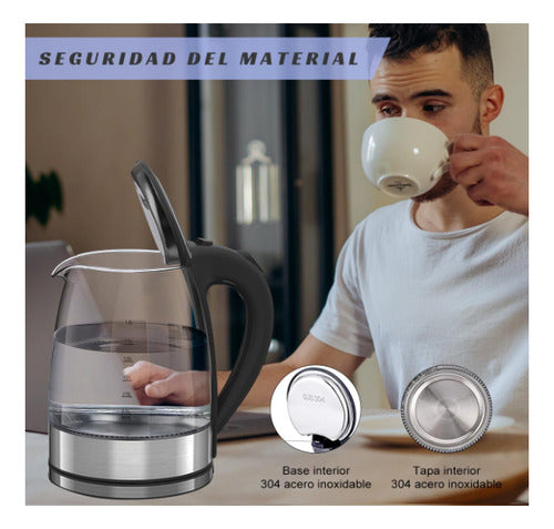 Jarra Hervidora De Vidrio Electrica 1.8 Litros 3021 American Negro