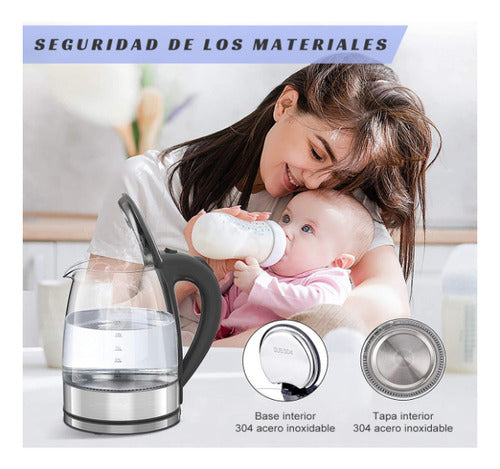 Jarra Hervidora De Vidrio Electrica 1.8 Litros 3021 American Negro