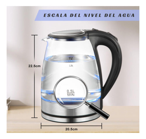 Jarra Hervidora De Vidrio Electrica 1.8 Litros 3021 American Negro