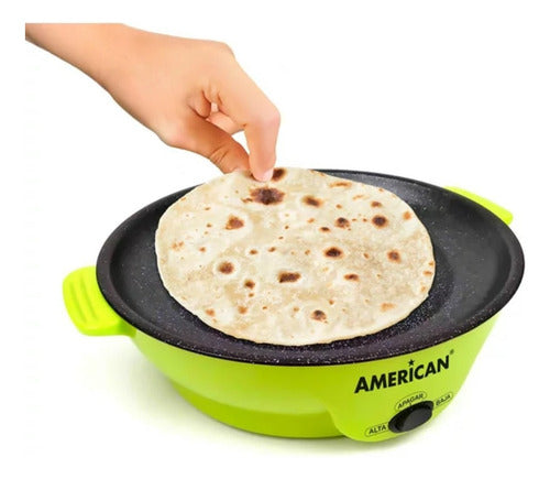 Parrilla Comal Sartén Eléctrico Antiadherente American 6022 Verde