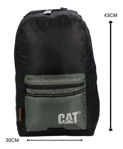 Mochila Caterpillar Cat Impermeable 84313-528 Color Negro Con Verde Diseño De La Tela Liso Con Logo De La Marca