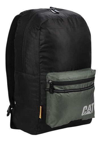 Mochila Caterpillar Cat Impermeable 84313-528 Color Negro Con Verde Diseño De La Tela Liso Con Logo De La Marca