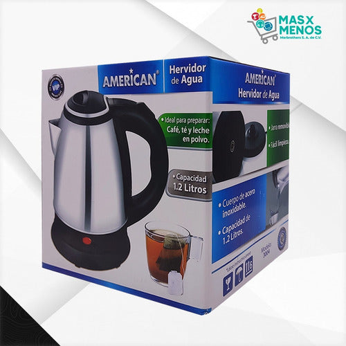 Jarra Hervidora De Agua Tetera Eléctrica 1.2 Litros Acero Color Plateado